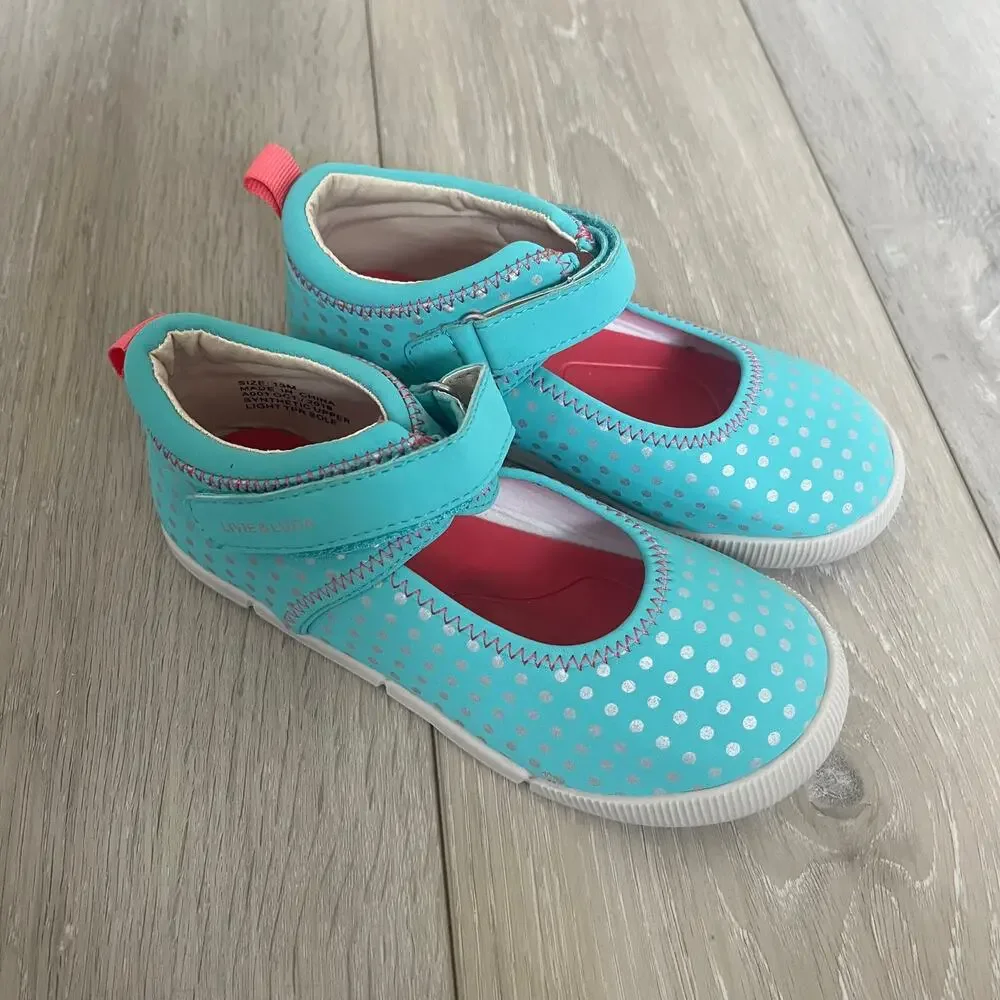 Livie & Luca Kaboodle 'Versy' Little Girls Size 13 Slip On Sneaker Shoe Aqua Dot